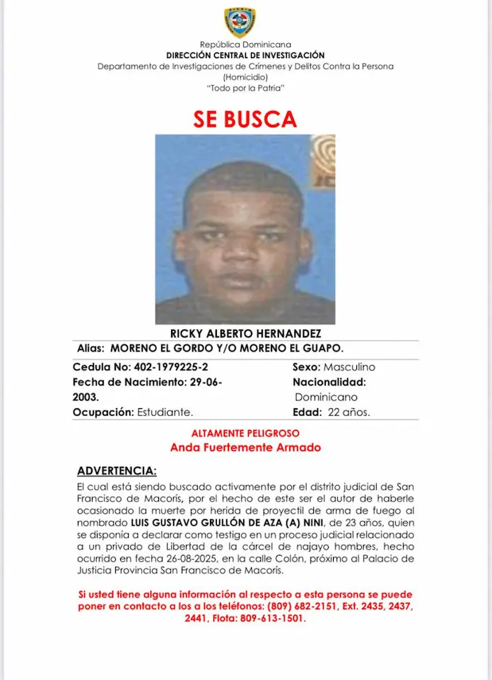 La Policía busca a joven acusado de asesinar a testigo frente al Palacio de Justicia en San Francisco de Macorís (1)