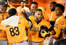 Berroa y Durán comandaron ofensiva aguilucha en triunfo 6-4 sobre los Toros